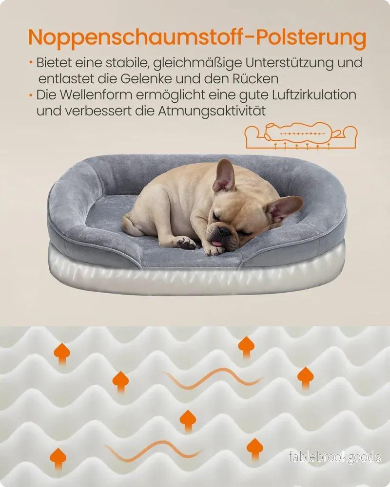 Hundbädd – Upphöjda kanter – Flanell – Ljusgrå - Bild 3
