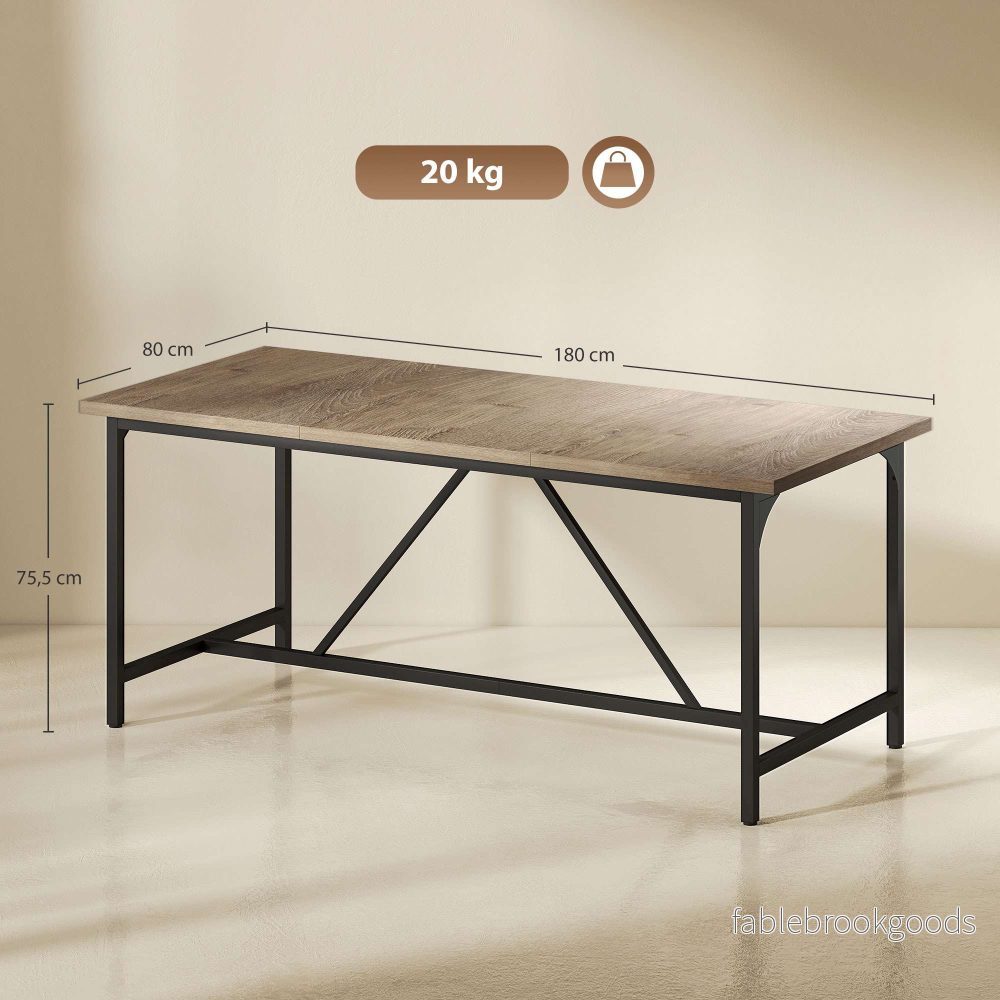 Matbord för 6-8 personer, träliknande, 180 x 80 x 75,5 cm - Bild 3
