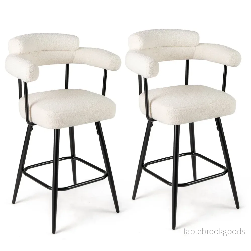 pack – Barstolar Polstrade 360° Svängbar Sittpall Bistrostol – 2 – Vit