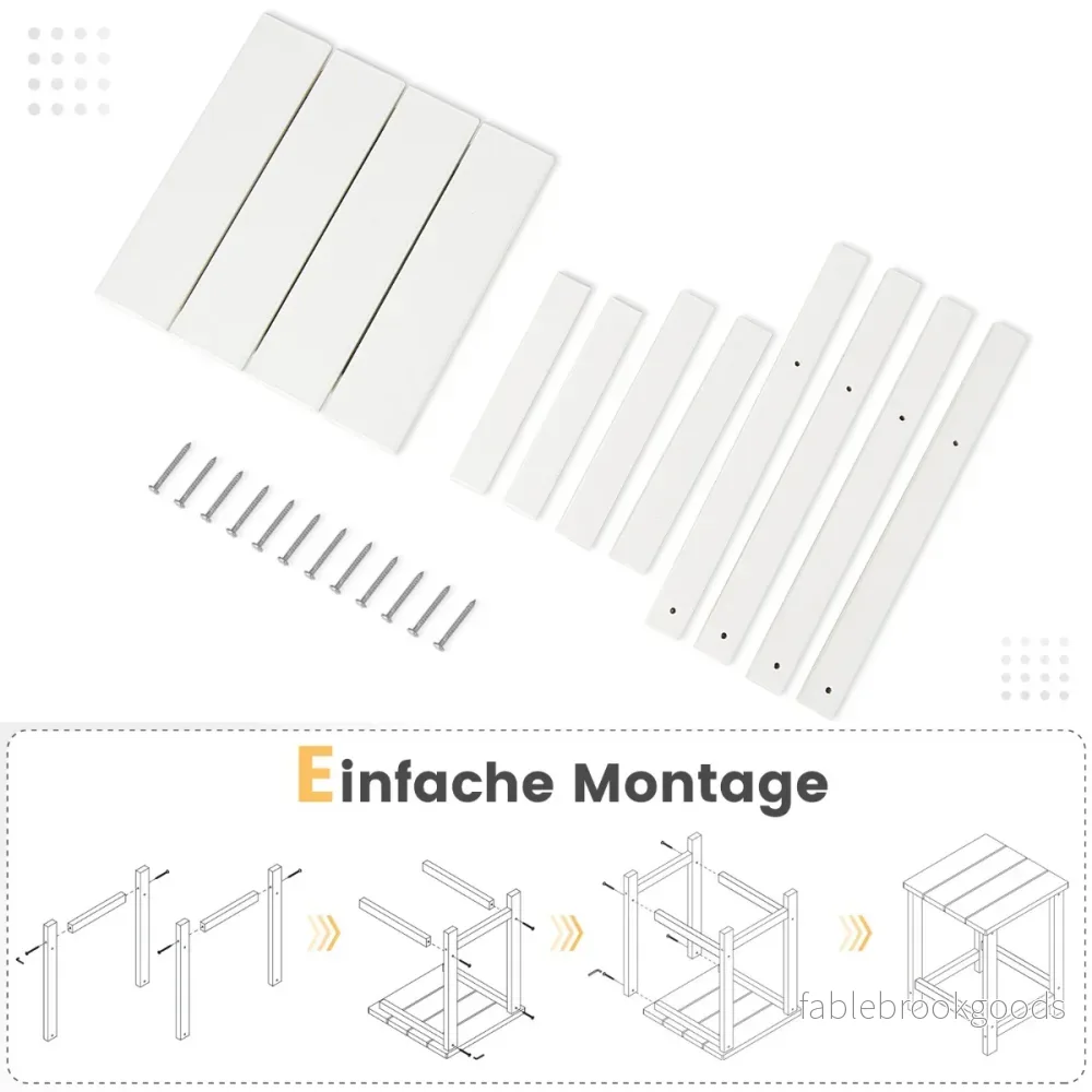Sidobord – väderbeständigt HDPE Adirondack – 36 x 36 x 47 cm – Vit - Bild 3
