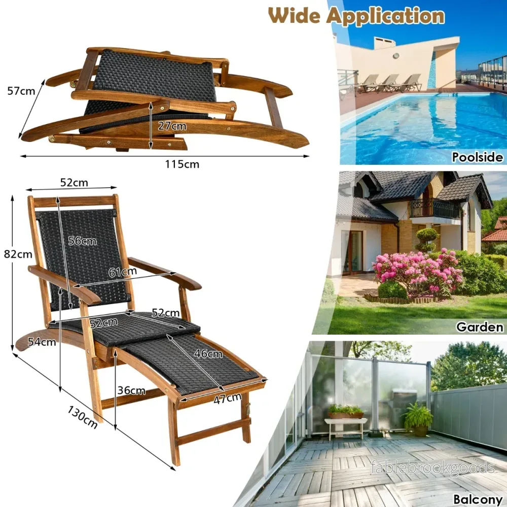 Sonnenhängare – Hopfällbar Trädgårdshängare med Utdragbar Fotdel och Ergonomisk Ryggstöd – Brun - Bild 2