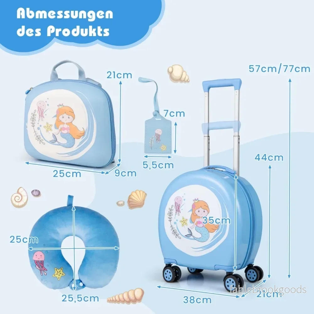 delad – barnresväska + ryggsäck 10”+14” barnvagn med hjul – 4 – Blå - Bild 2