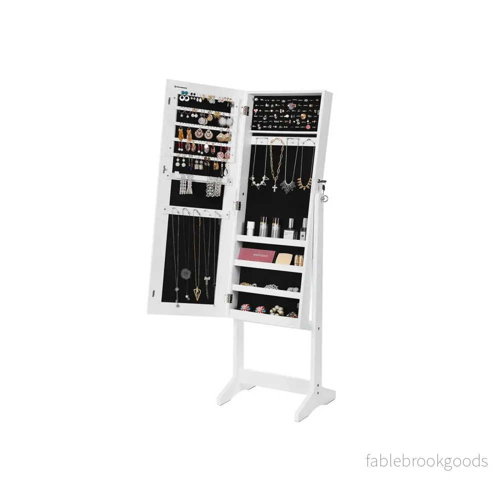 Smyckesskåp – med stor spegel – vit - Bild 2