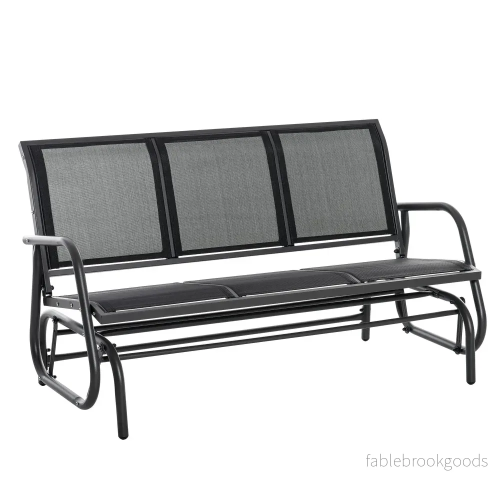 3-sits metall trädgårdssvingbänk, väderbeständig, svart