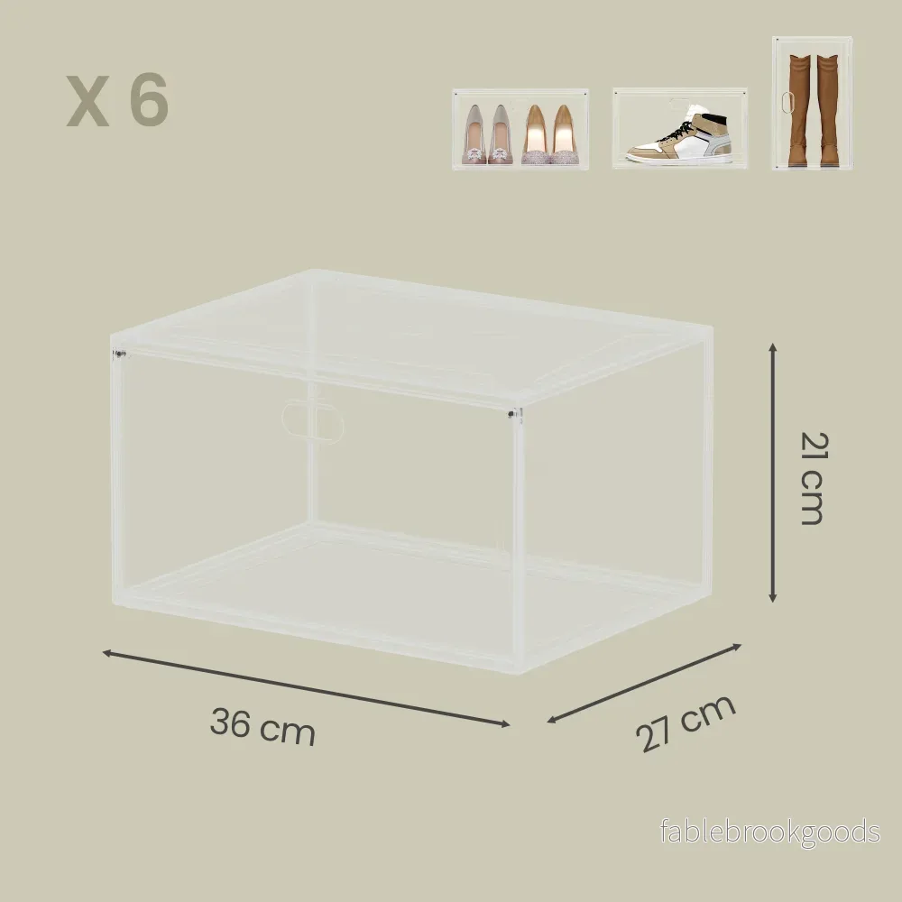 Schoenendozen - Set van 6 - Stapelbaar - Magnetische Deur - Wolkenwit - Bild 3