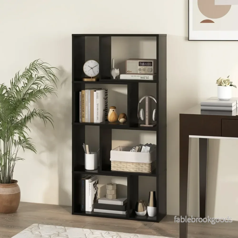 Bokhylla – med hyllplan Stativhylla fack Kubhylla – 4 8 60 x 20 x 120 cm – Svart - Bild 3