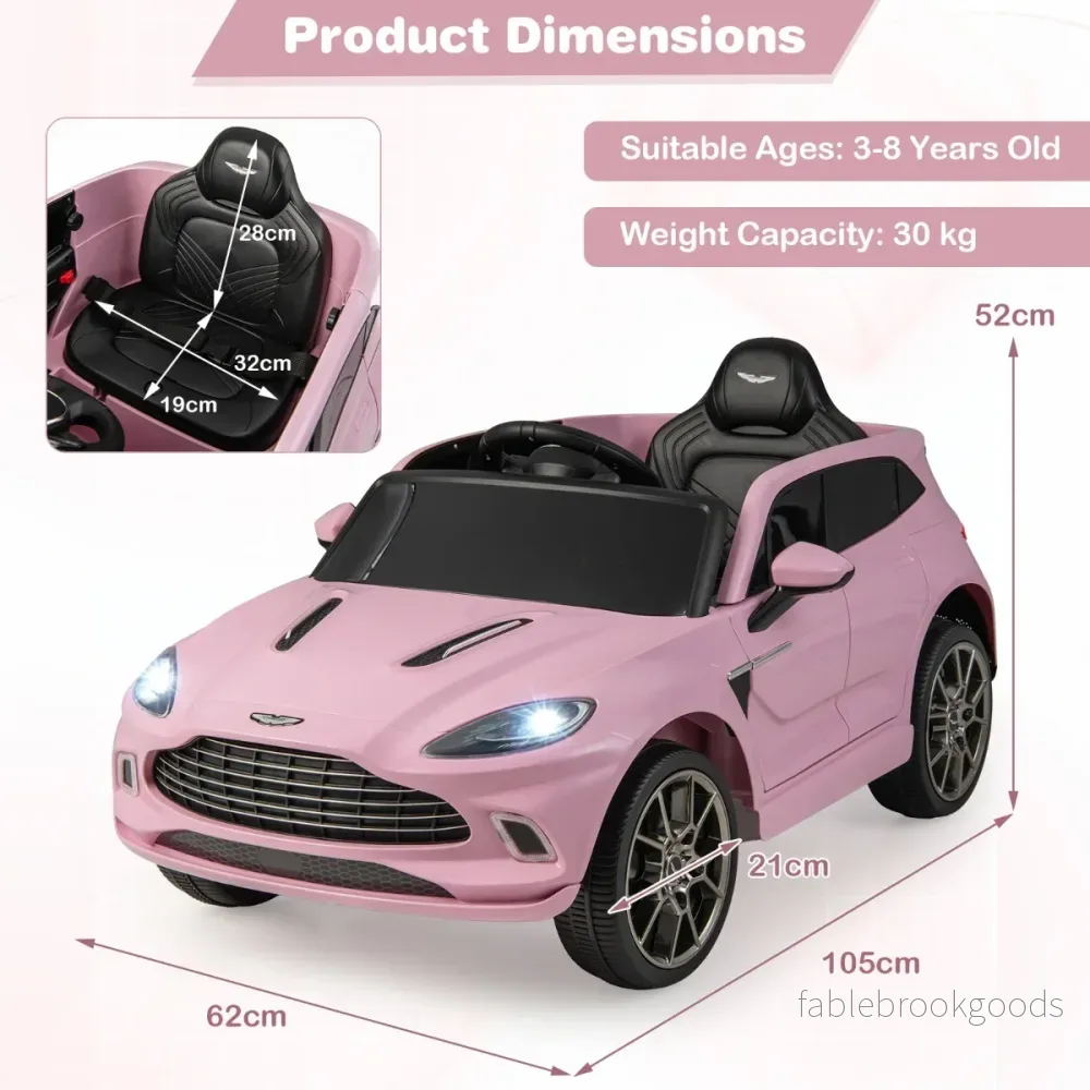 12V – Aston Martin DBX barnbil med 2,4G fjärrkontroll km/h – 1,4-2,5 – Rosa - Bild 2