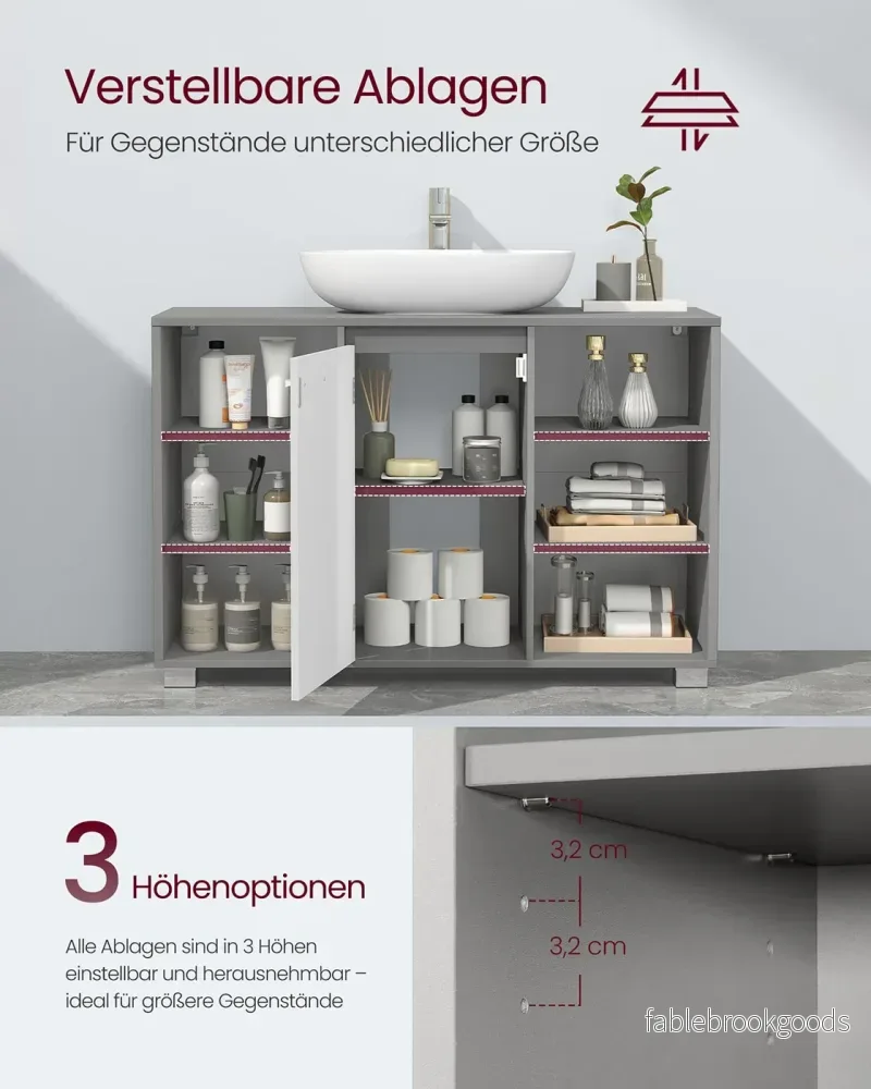 Badrumsmöbler – justerbara hyllor – Dove Grey-Cloud White - Bild 3