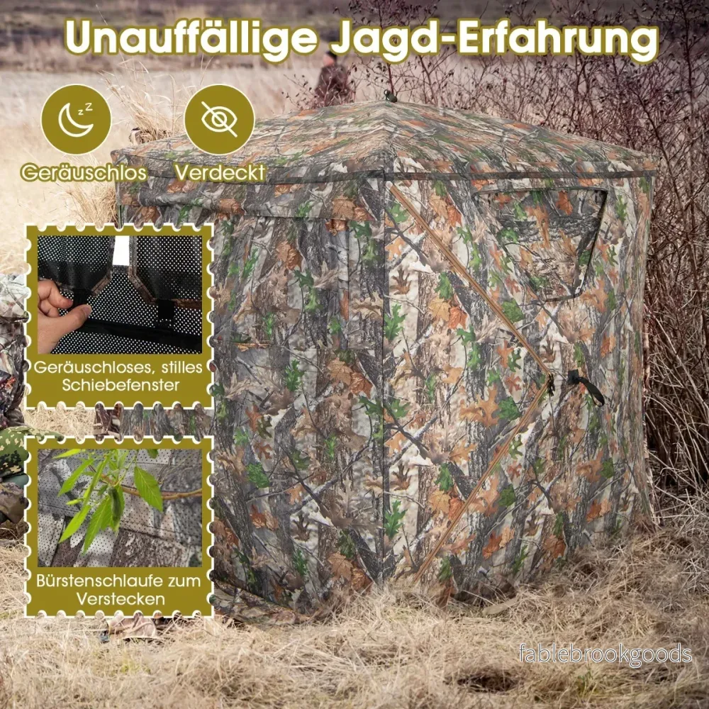 Enkelsidigt – genomskinligt 270° jakttält pop up skydd för personer med tyst skjutfönster och bärväska jaktgömma – 2-3 – Kamouflage - Bild 2