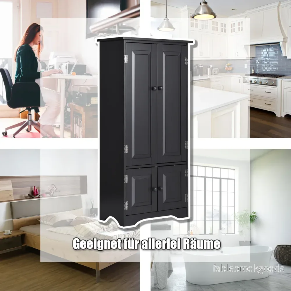 Midi – skåp Highboard Trä – 59 x 32 x 123 cm – Svart - Bild 3