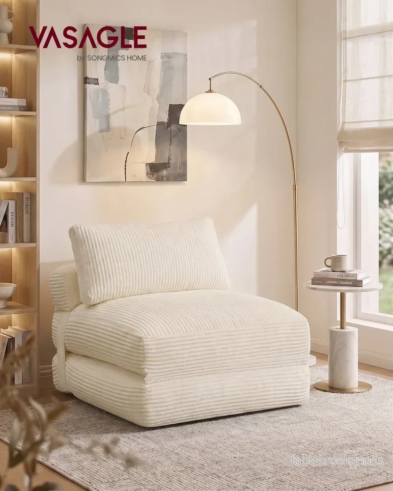 Slaapfauteuil - Opvouwbaar van Corduroy - Met Kussen - Warmwit - 89 x 89 x 78 cm - Bild 2