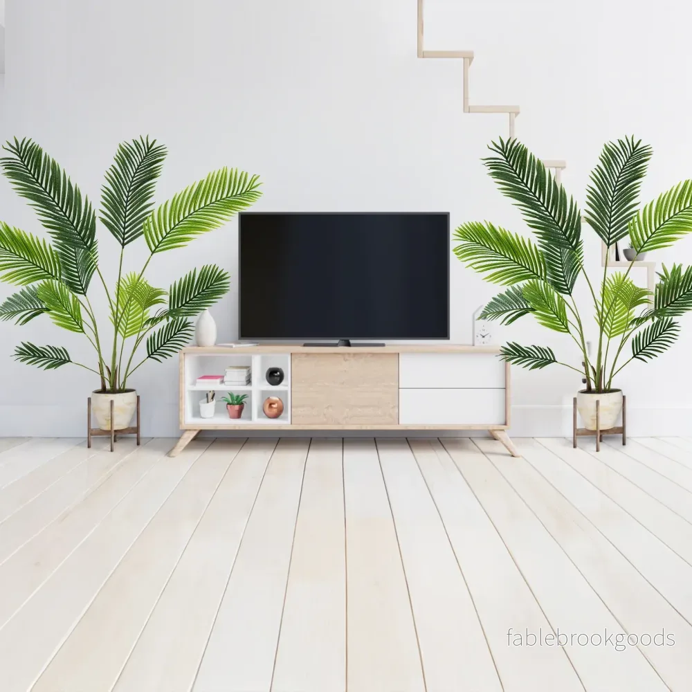 pack – Konstgjord Areca Palm Konstväxt i kruka med gröna blad – 2 140 cm – Grön - Bild 3