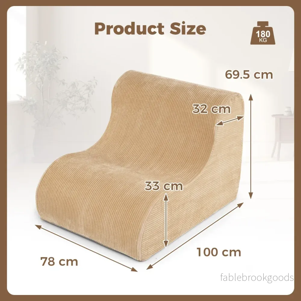 Säckfåtölj – böjd vilsoffa bekväm säckstol med överdrag – Beige - Bild 2