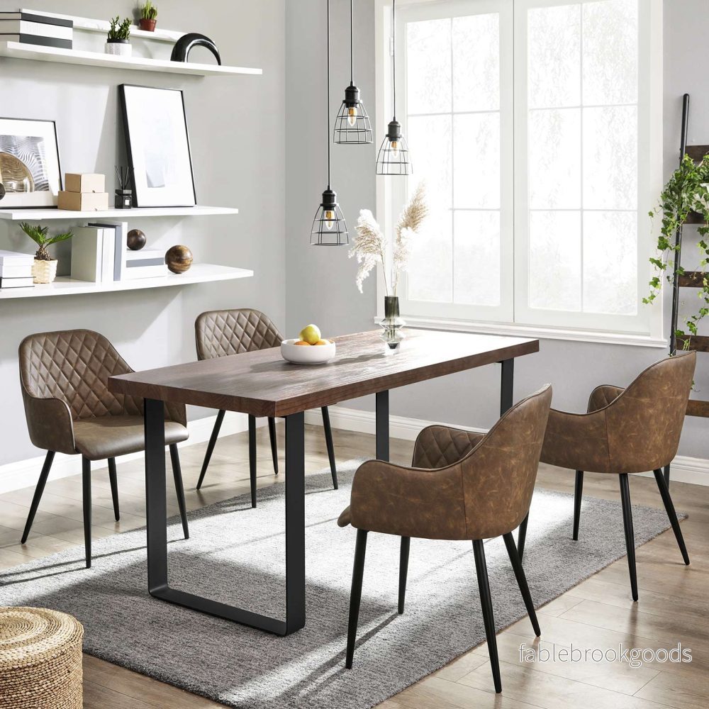 Matsalsstol – Ergonomisk design – Sammetssits – Brun - Bild 2