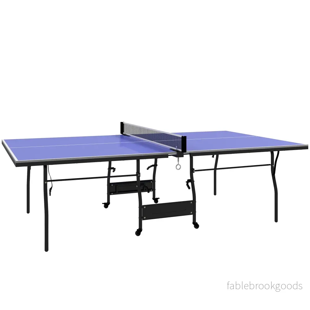 Hopfällbart mellanstort bordtennisbord med nät och bollar