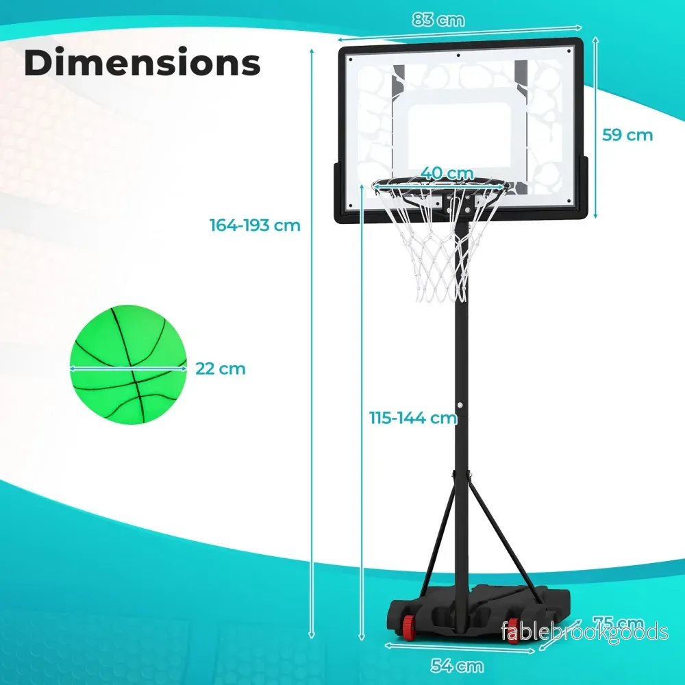 Basketbollkorg, – höjdjusterbar cm, basketbollställ med LED ljusslinga, fyllbar fotbas – 164-193 - Bild 2