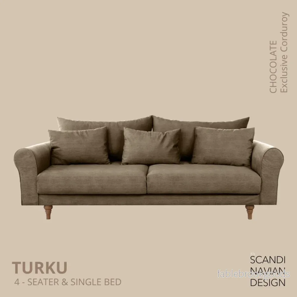 Turku 4-seater sofa/single bed Exclusive Corduroy, Chocolate removable & washable covers Turku 4-seater sofa/single bed Exclusive Corduroy, Chocolate removable & washable covers