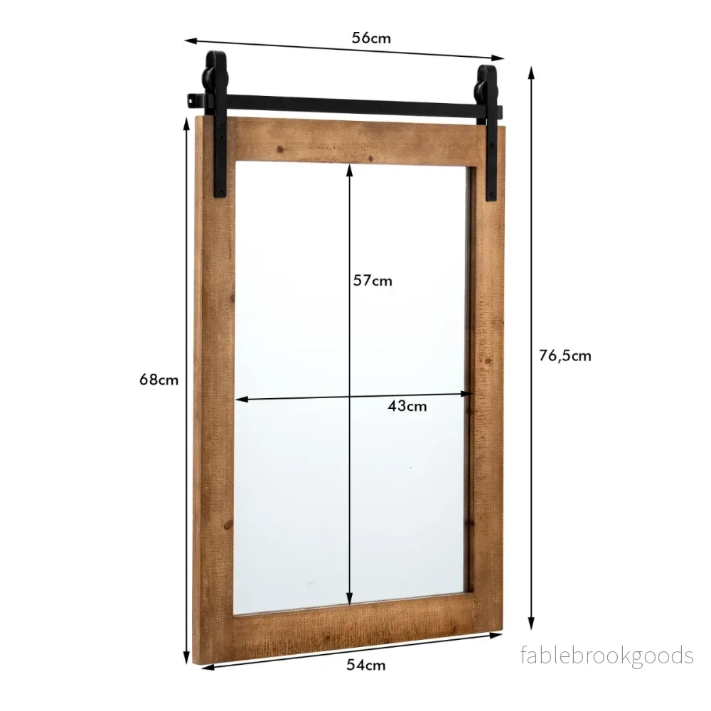 Rektangulär – spegel med träram och metallhållare Rustik – 76,5 x 56 cm – Brun - Bild 2