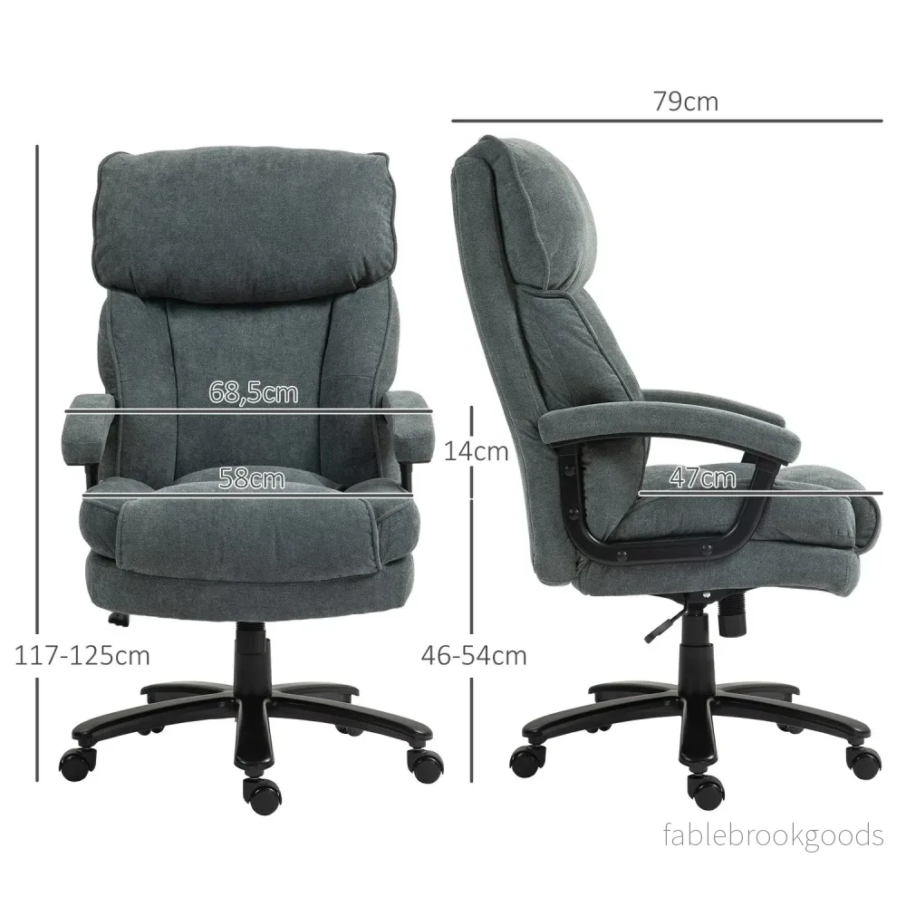 Ergonomisk grå kontorsstol, linnelook, höjdjusterbar - Bild 3