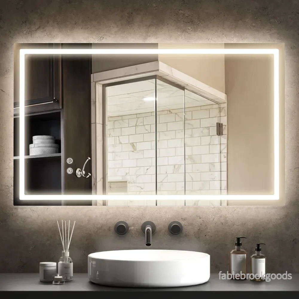 LED badrumsspegel – justerbar ljusstyrka, anti-dimma, 100x60 cm - Bild 2