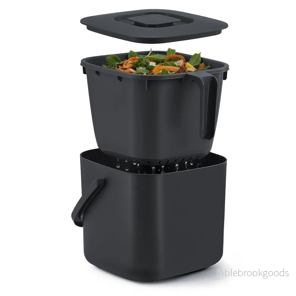 Gft-emmer - Geurdicht met Deksel en Handgreep - Zwart - 24 x 20 x 19,5 cm - Bild 2