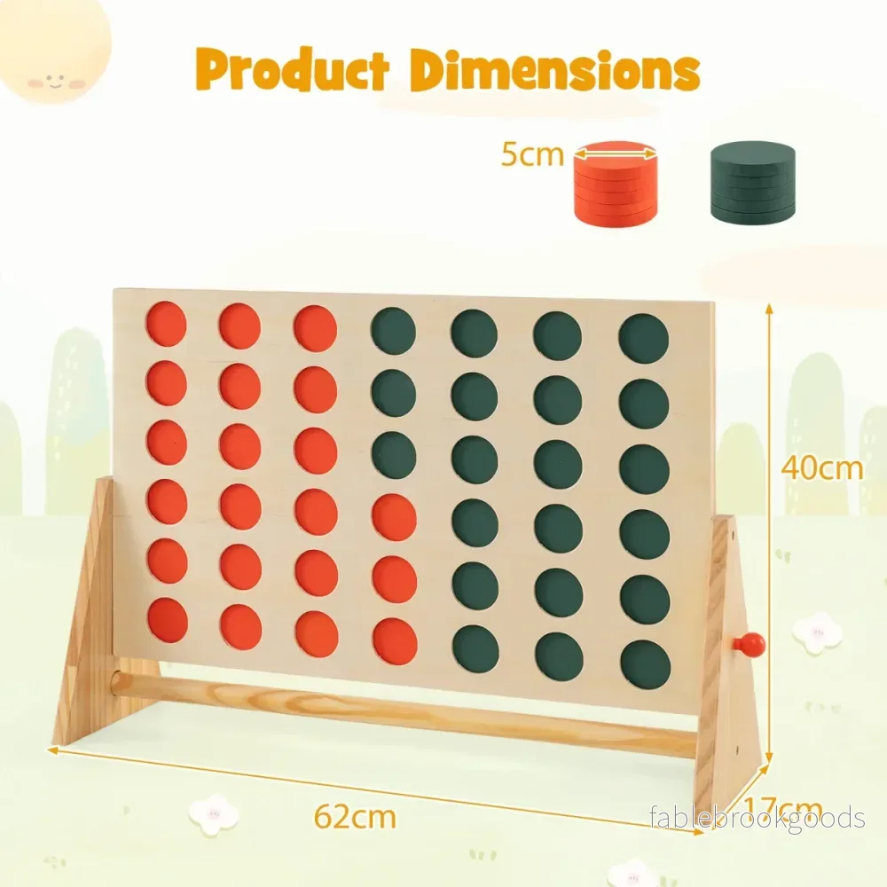 Vier – Gewinnt från tallved med spelstenar Jumbo i rad, Montessori lek – 42 4 – Natur - Bild 2