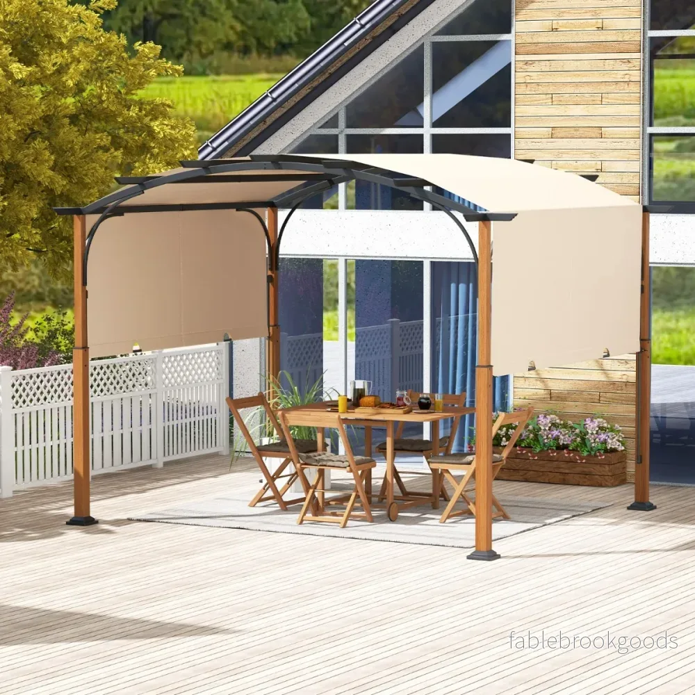 Pergola – med utdragbart tak Vattentät Stabil Vintertät Paviljong – 3,6 x 3 m – Beige - Bild 2