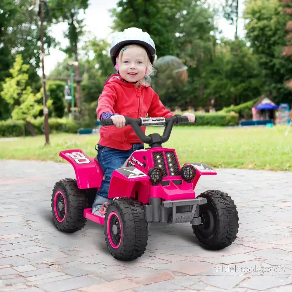 Elektrisk fyrhjuling för barn med LED och horn, rosa, 1,5-3 år - Bild 2