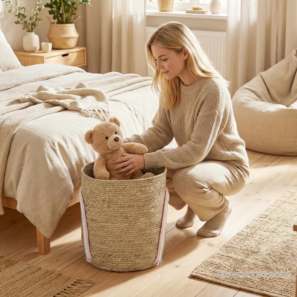 Förvaringskorg i sjögräs, 24,7 l, regnbågsdesign - Bild 2