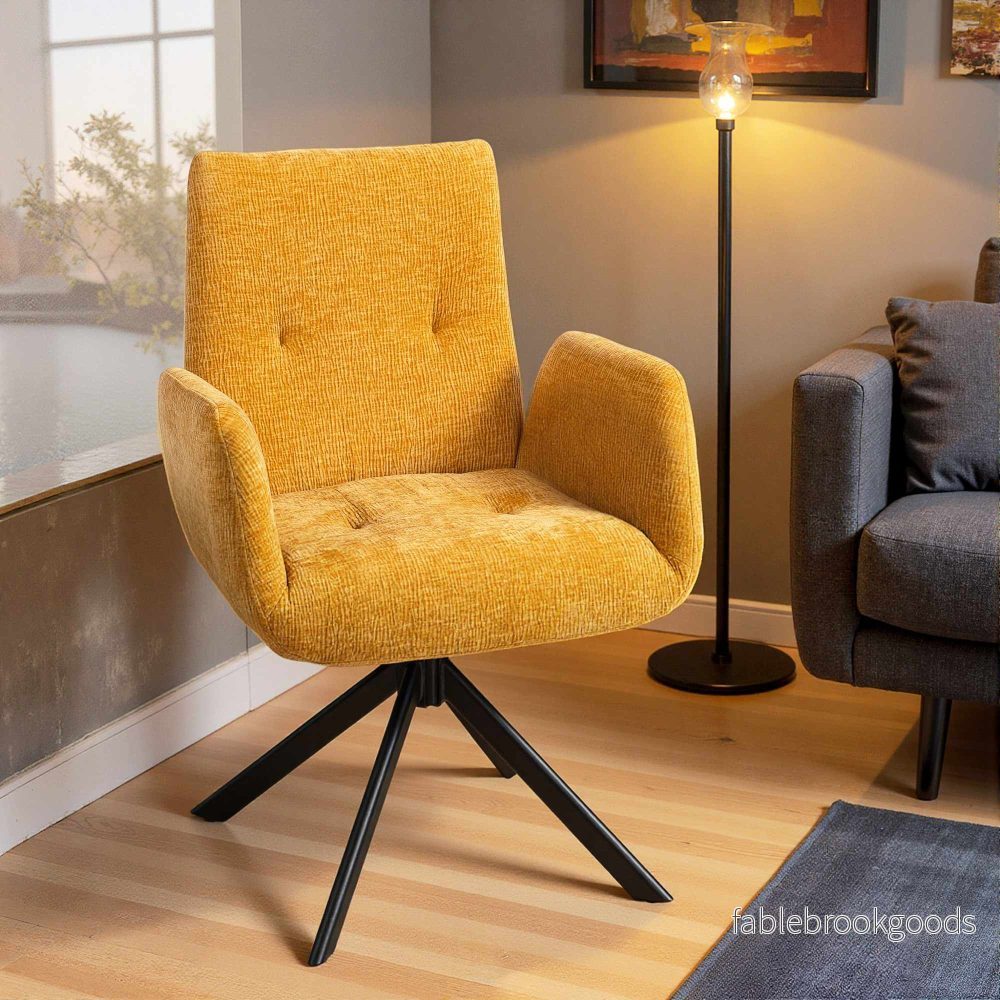 Snurrstol, modern design, gul, 120 kg kapacitet - Bild 2