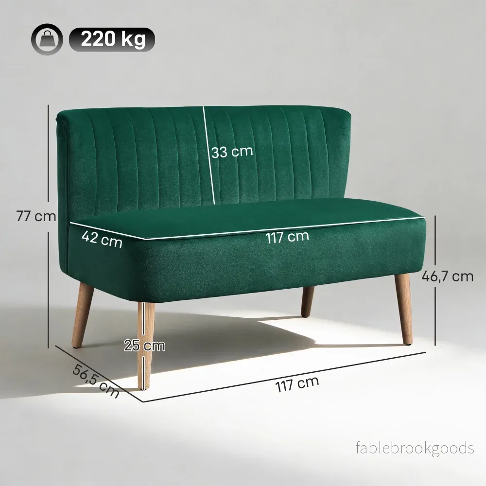 2-sits retrosoffa, mörkgrön, träben, 117 cm - Bild 3