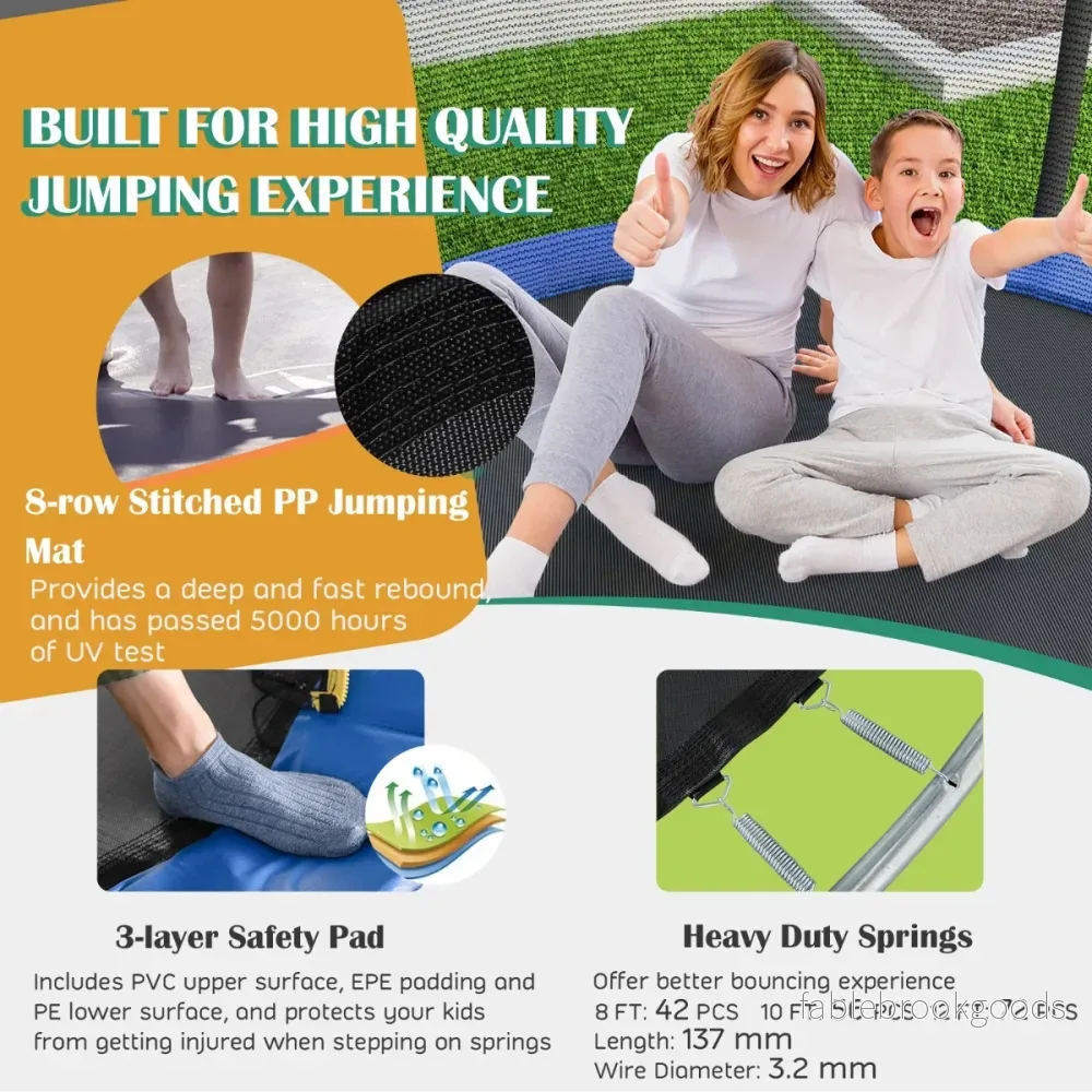 Trampolin – med stege och basket hoppmatta kantbeklädnad – Ø 366 cm – Svart - Bild 2