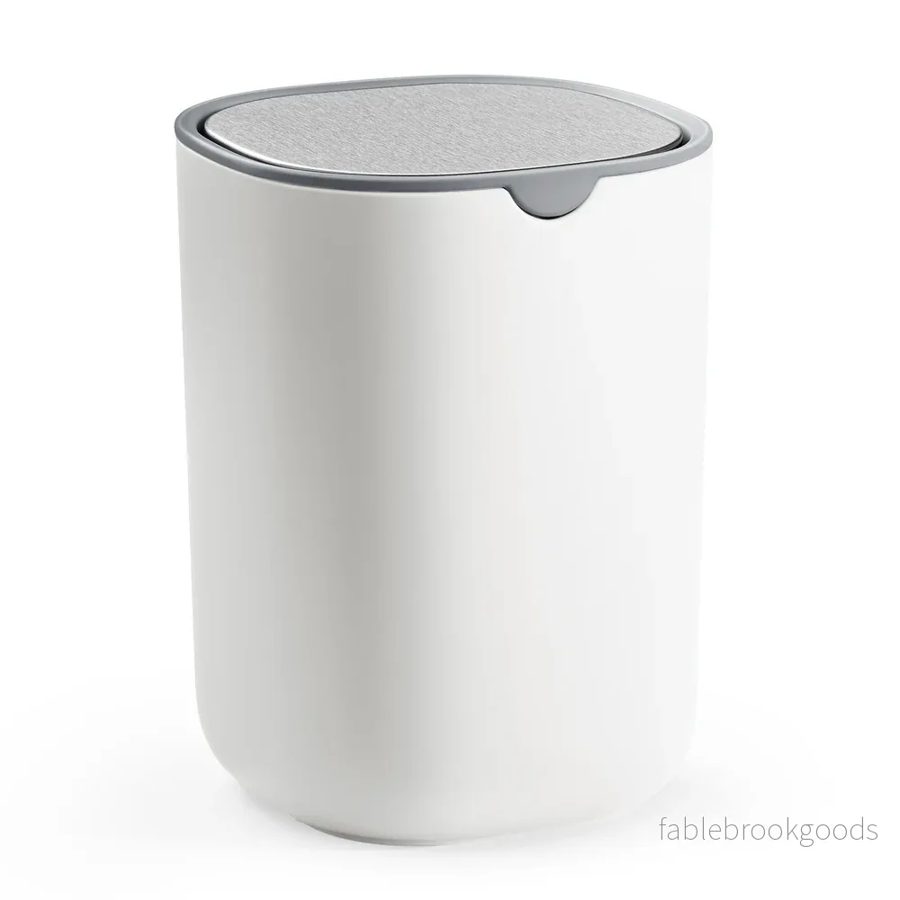 Tafelprullenbak – 1,5 Liter – Scharnierend Deksel – Roestvrij Staal – Wit Tafelprullenbak – 1,5 Liter – Scharnierend Deksel – Roestvrij Staal – Wit