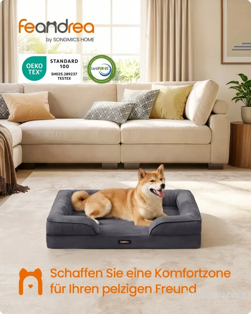 Hondenmand - Orthopedisch en Wasbaar - Met Verhoogde Randen - Leigrijs - 89 x 63 x 16 cm - Bild 2