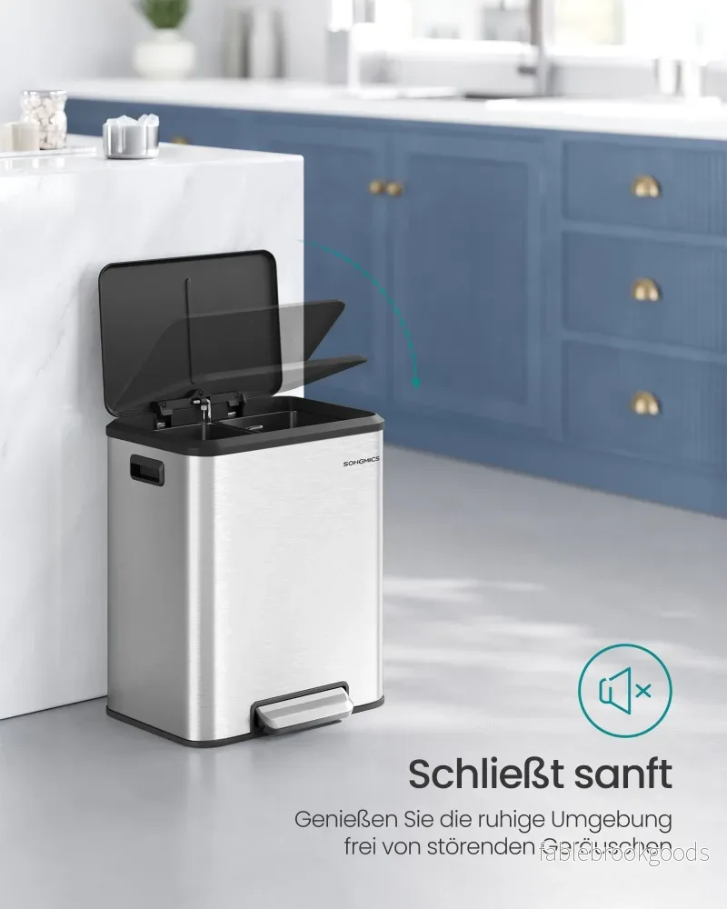 Kökssoptunna – Dubbel innerkärl – Stål – Metalliskt silver - Bild 3