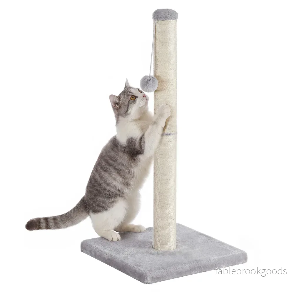 Krabpaal – Kleine Krabpaal met Sisalstam en Pluchebal – Lichtgrijs – 40 x 40 x 84 cm Krabpaal – Kleine Krabpaal met Sisalstam en Pluchebal – Lichtgrijs – 40 x 40 x 84 cm