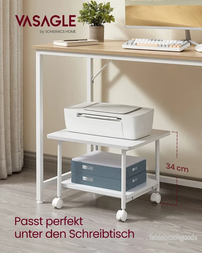 Printertafel - Op Wielen - 2 Niveaus - Wit - Bild 2