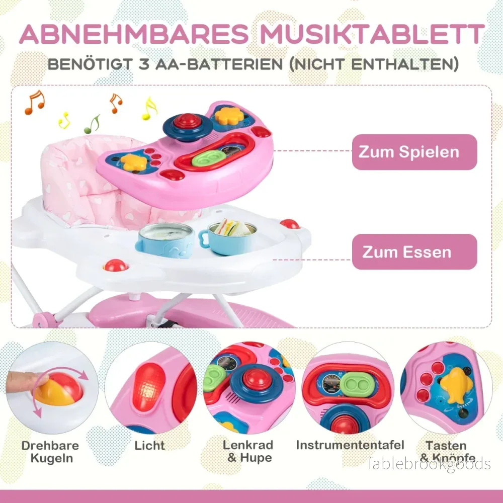 i – Baby Walker med avtagbar lekbräda och fotplatta – 6 1 – Rosa - Bild 3