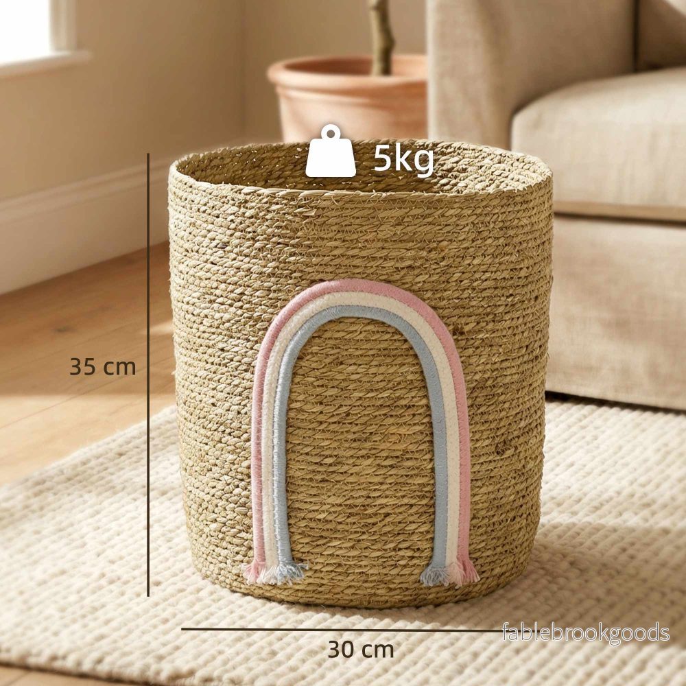 Förvaringskorg i sjögräs, 24,7 l, regnbågsdesign - Bild 3