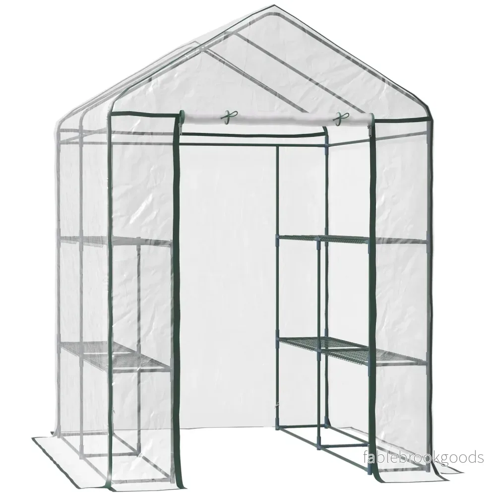 Walk-In växthus med hyllor – Stål PVC-ram Walk-In växthus med hyllor – Stål PVC-ram