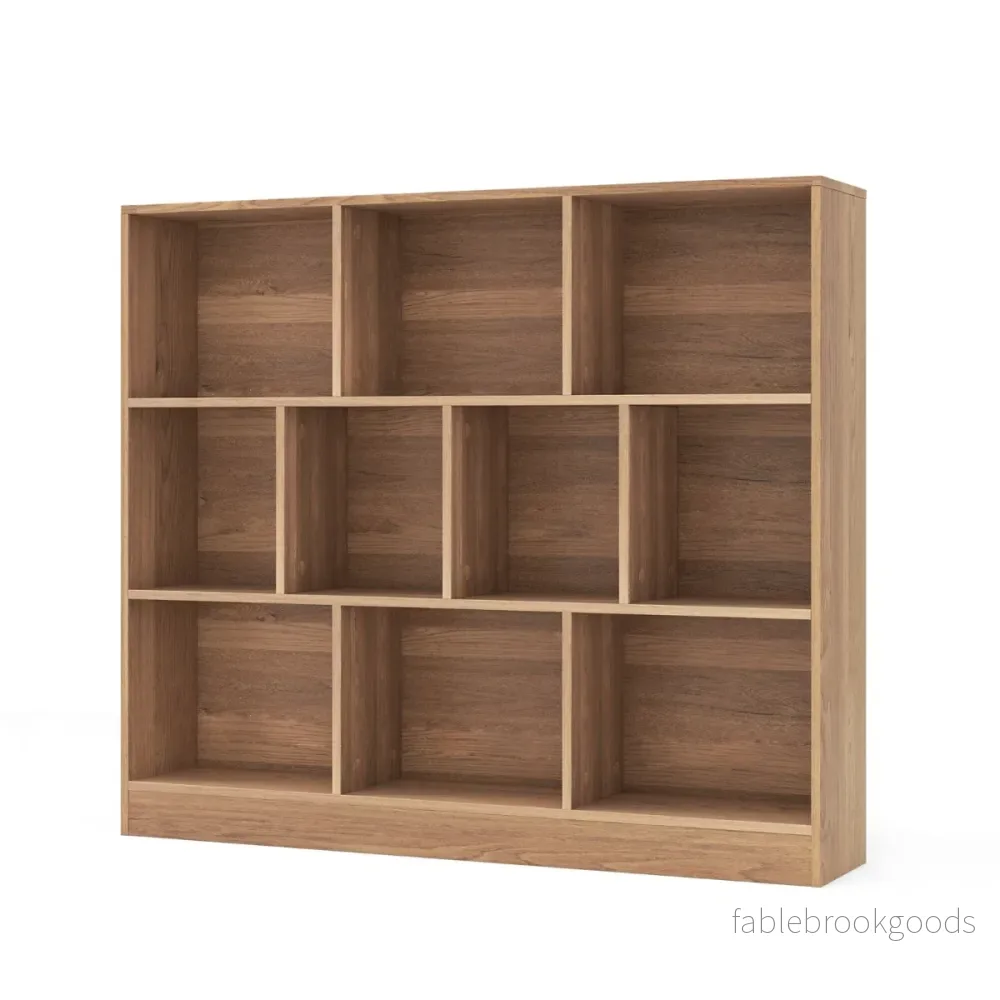 Bokhylla – med nivåer fack Stående Kubhylla Kontorshylla – 3 10 120 x 24 x 104 cm – Natur