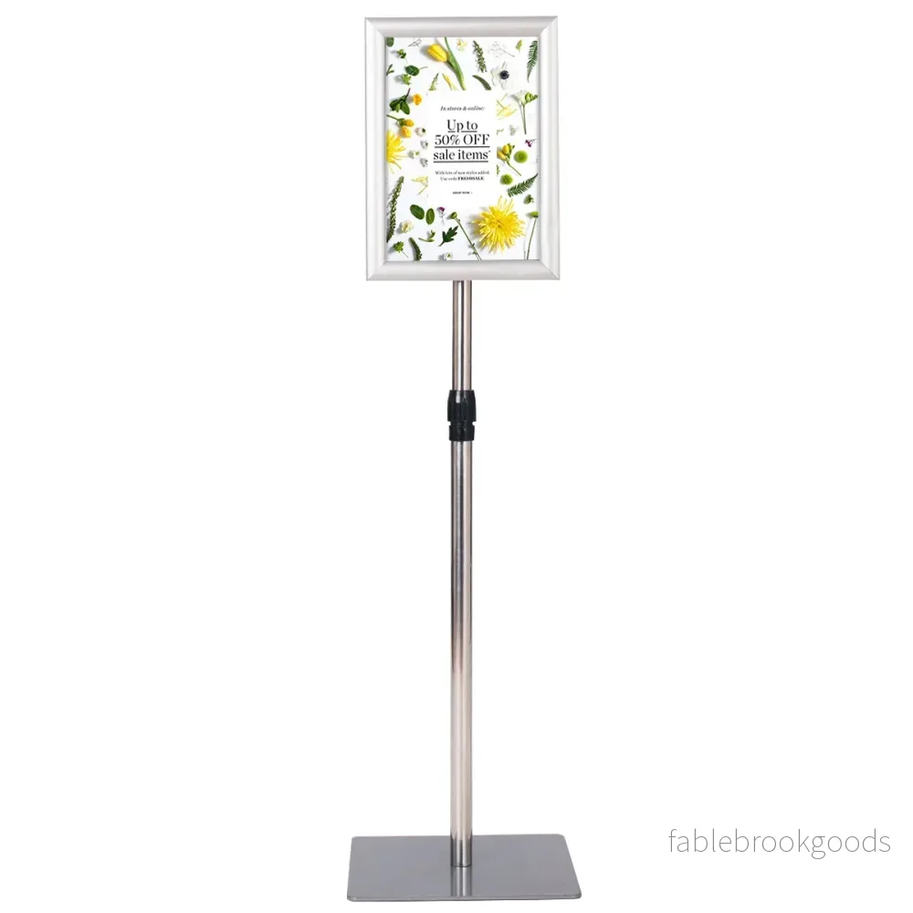DIN A4 – Informationsställ Höjdjusterbart Avtagbart Posterställ /Svart – 33 x 24 cm – Silver - Bild 3