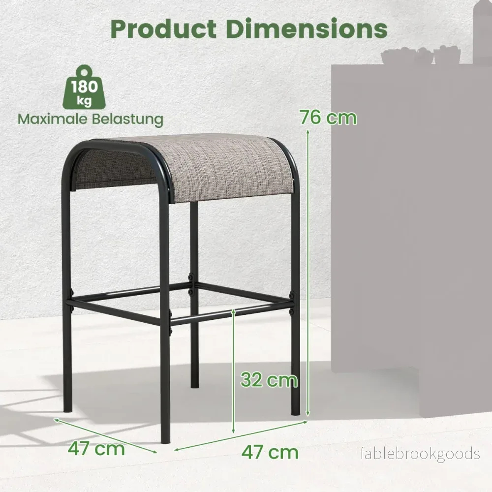 Set – med barstolar utomhus böjd tygsäte upp till lastkapacitet – 2 180 kg – Brun - Bild 2
