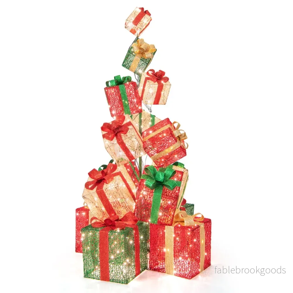 Upplyst – presentförpackning Set staplade förinställda julklappsförpackningar – 15 170 cm – Färgglad - Bild 2