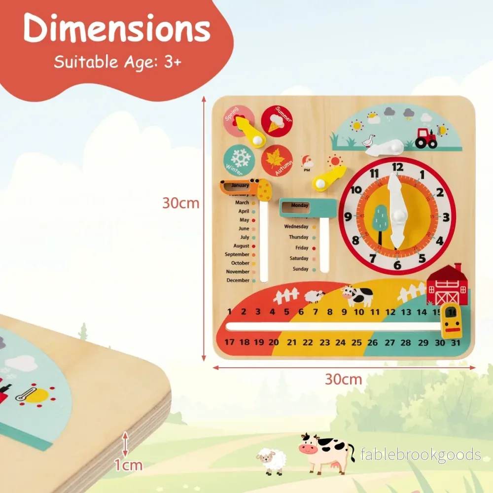 Montessori – Träleksak för Småbarn Pedagogisk Lärura Daglig Barnkalender – Färgglad - Bild 2