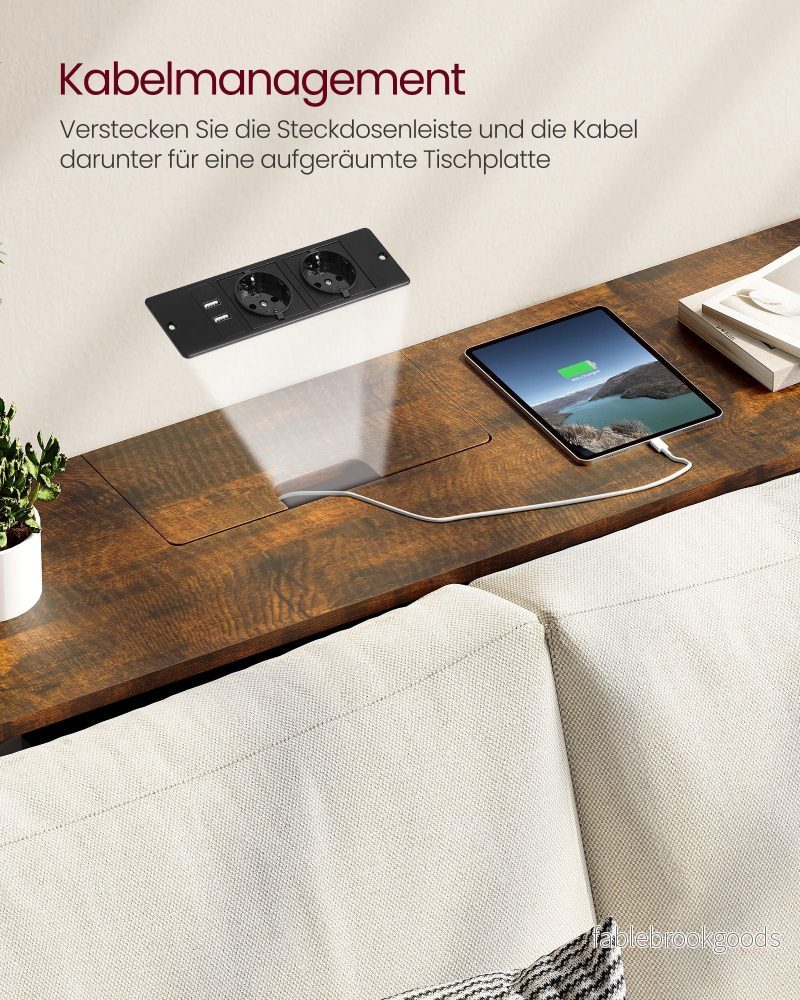 Konsolbord – med uttag – platsbesparande – brunsvart - Bild 3