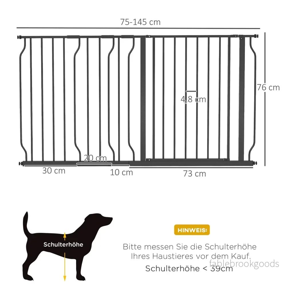 Justerbar hundgrind, 75-145 cm, 2-vägs öppen, ingen borrning - Bild 3