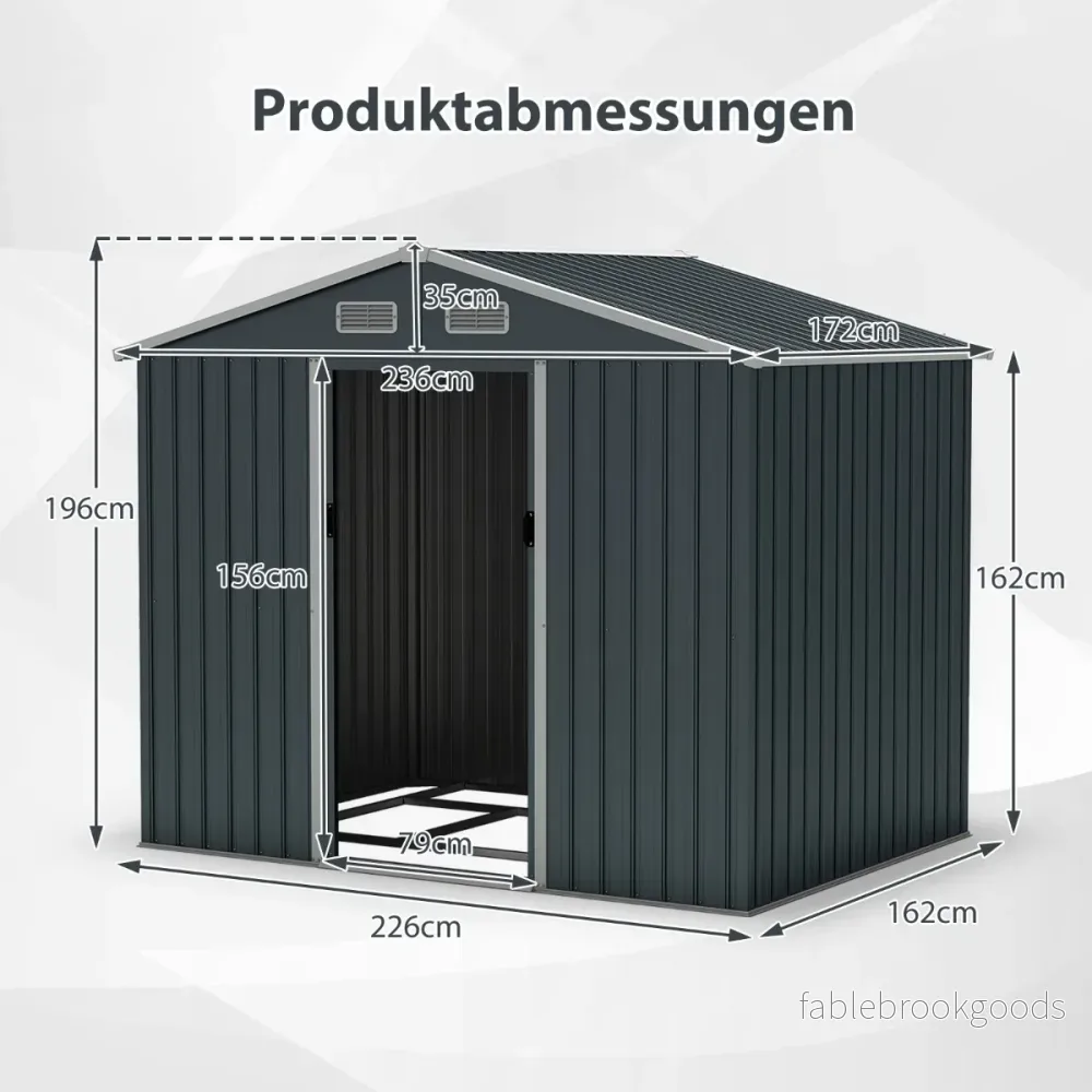 Utrustningsskåp – Metall med pulpettak och skjutdörrar Trädgårdshus Cykelgarage Trädgårdsskjul – Mörkgrå - Bild 3