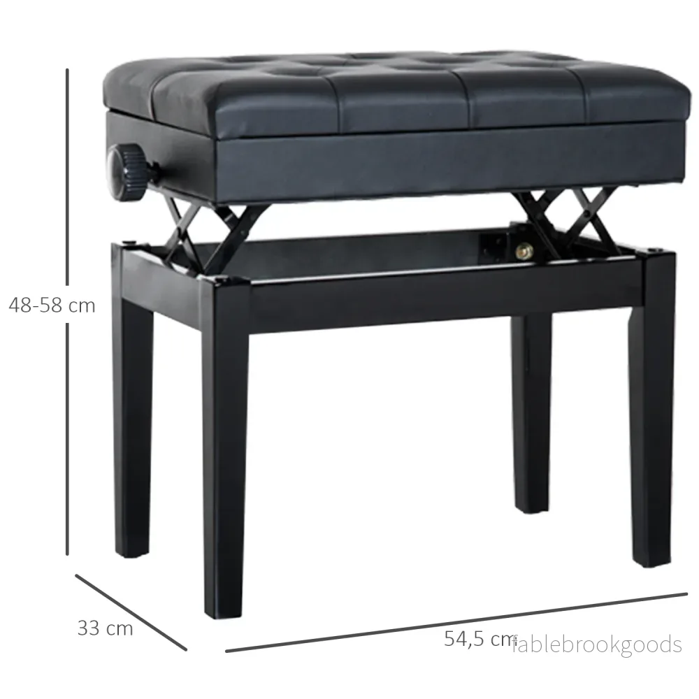 Justerbar pianobänk med förvaringsutrymme, 54,5x33x48-58 cm - Bild 3
