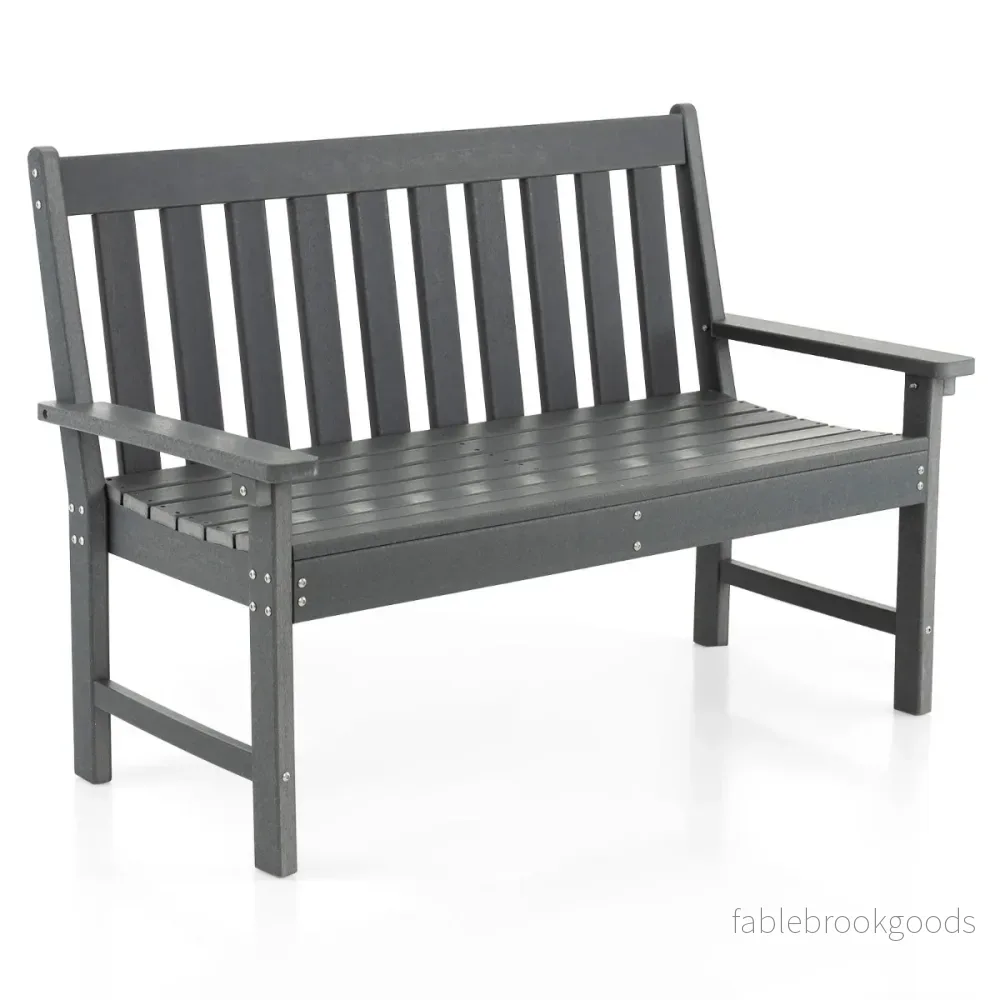 Lång – bänk Allväders Tillverkad av HDPE för sits – 2-3 132 x 65 x 91 cm 132 cm – Grå - Bild 2